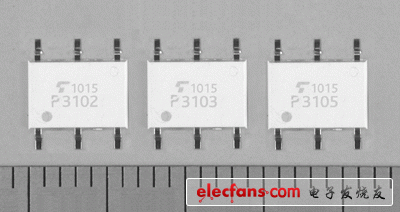 2.54SOP6封装中的高ION光控继电器产品照片: TLP310x系列。